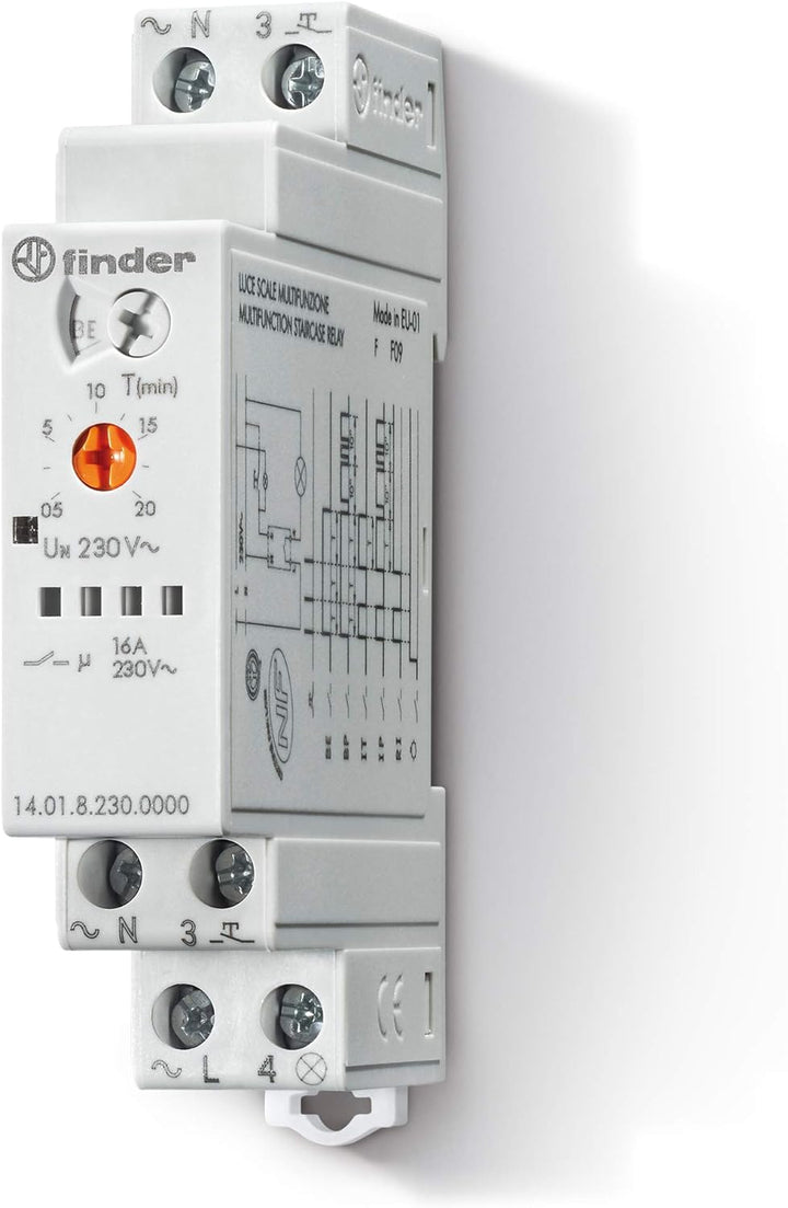 Finder 140182300000PAS Multifunktions-Schaltuhr / Stromstossschalter, 230 V, 1 Schliesskontakt, 16 A