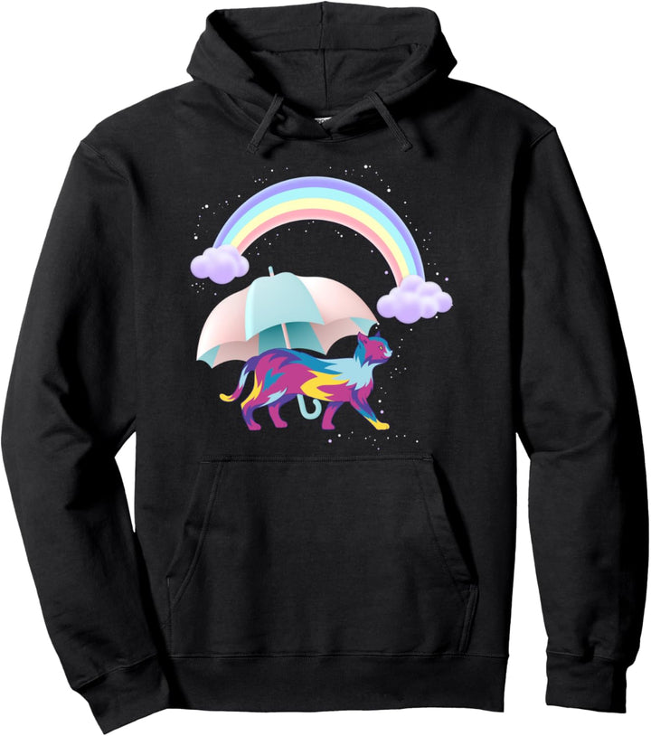 Katzenbesitzer Regenschirm Haustier Regenbogen Katze Pullover Hoodie