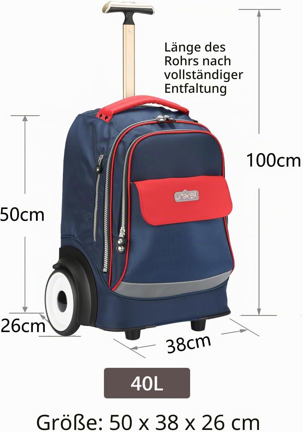 Laptoptasche mit Rollen für 15,6 Zoll Laptops, Krankenschwestertasche auf Rädern, T5, Blau/Rot T5- B