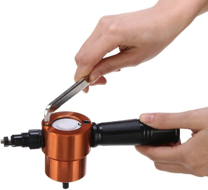 Power -Bohrer Nibbler Doppelkopf Metallblech Nibbler Bohransatz mit Schraubenschlüssel orange, Kraft