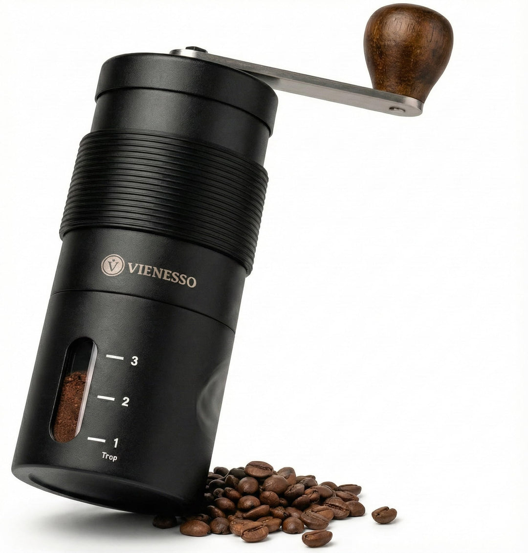 Kaffeemühle Manuell mit Keramikmahlwerk | Kompakte Handkaffeemühle mit stufenloser-Mahlgradeinstellu