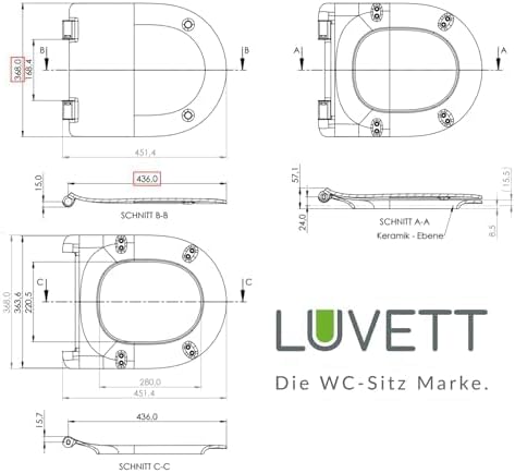 LUVETT® Deluxe WC-Sitz D800 mit Absenkautomatik, EasyClean (abnehmbar), Premium Duroplast > absolut