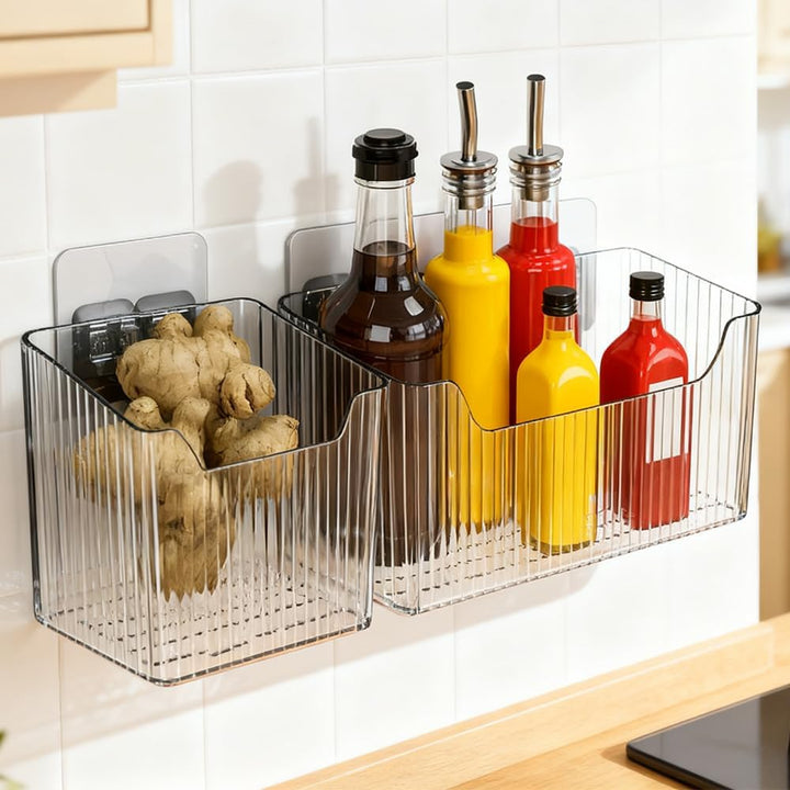 Küchenschranktür Organizer, 4 Stück Küchenschranktür Aufbewahrungsbox, Selbstklebendes Wandbox, Wand
