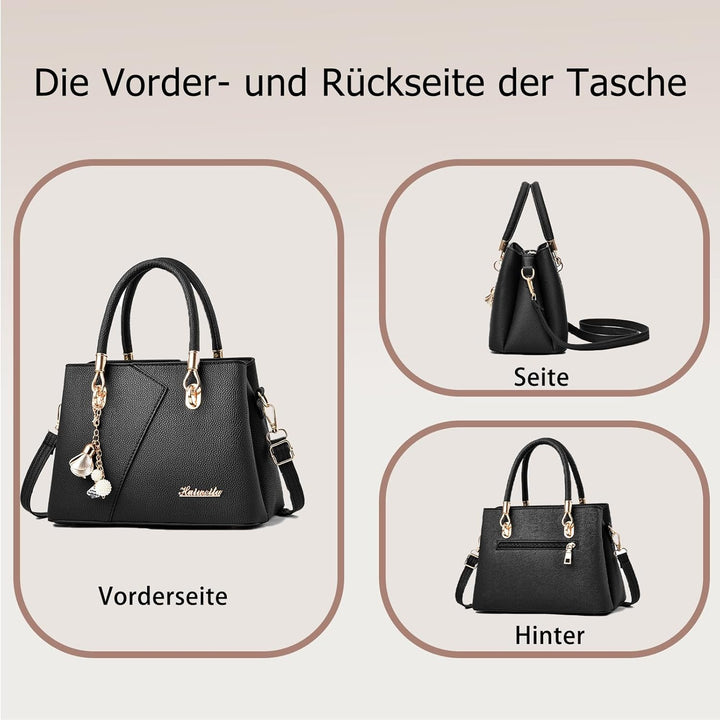 FANDARE Damen-Henkeltaschen Mehrfachtasche Handtasche PU-Leder Umhängetaschen Schultertaschen Wasser