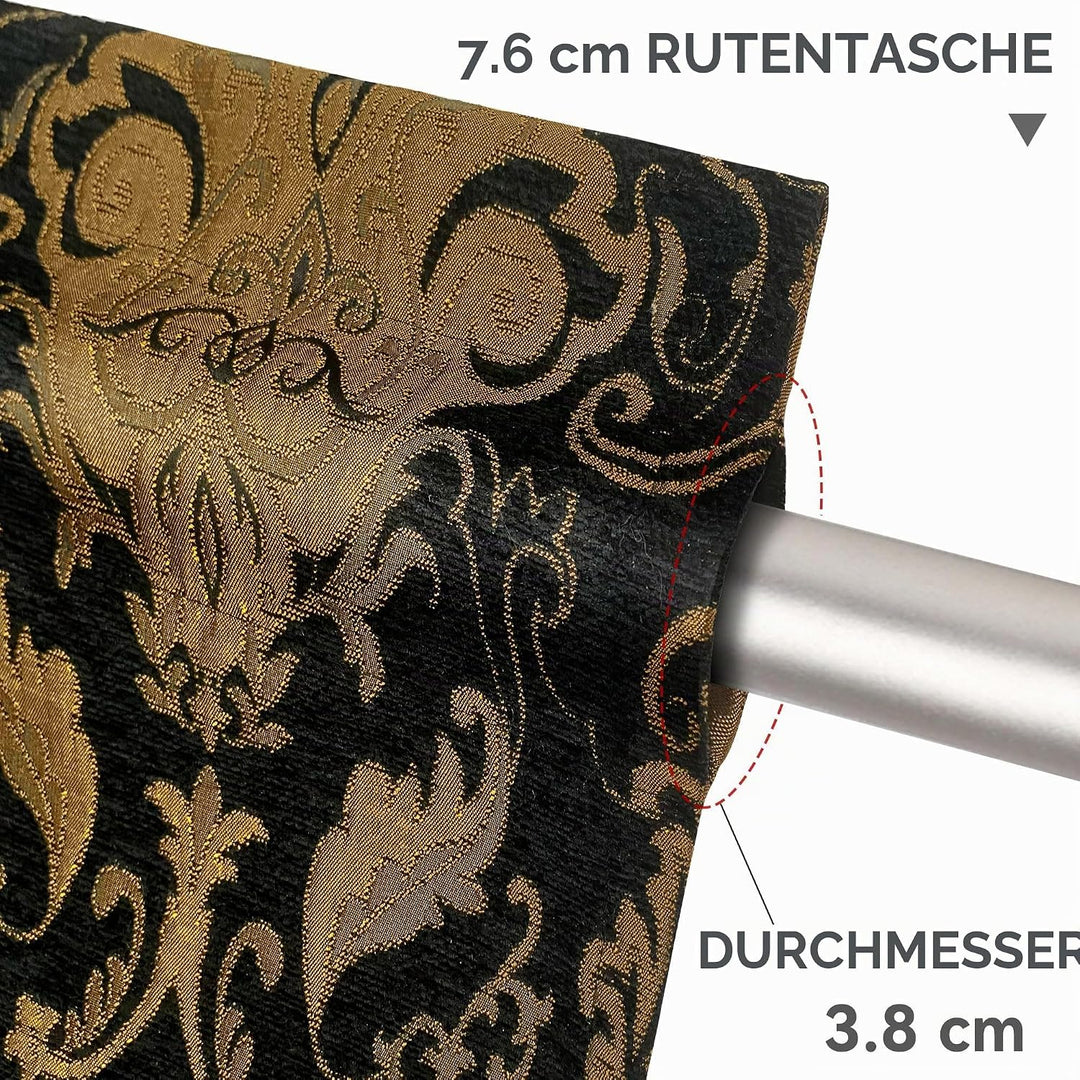 TOPLUXE Scheibengardine, Kurzstore für Schlafzimmer Esszimmer Wohnzimmer Küche, Damast Volant für Fe