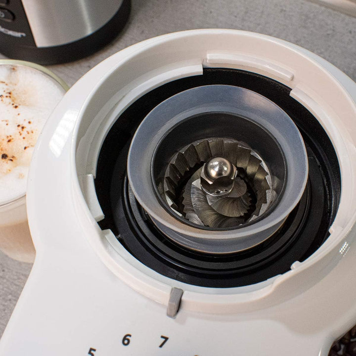 Cloer 7521 Elektrische Kaffeemühle mit Kegelmahlwerk aus Edelstahl, 2-12 Tassen, 300 g Kaffeebohnen,