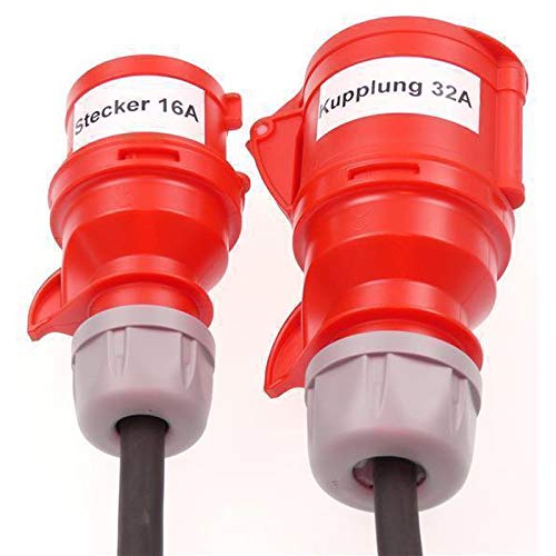 40m CEE Adapterkabel 16A PCE Phasenwender auf 32A Dose 5G2,5 H07RN-F 40m mit Phasenwender, 40m mit P