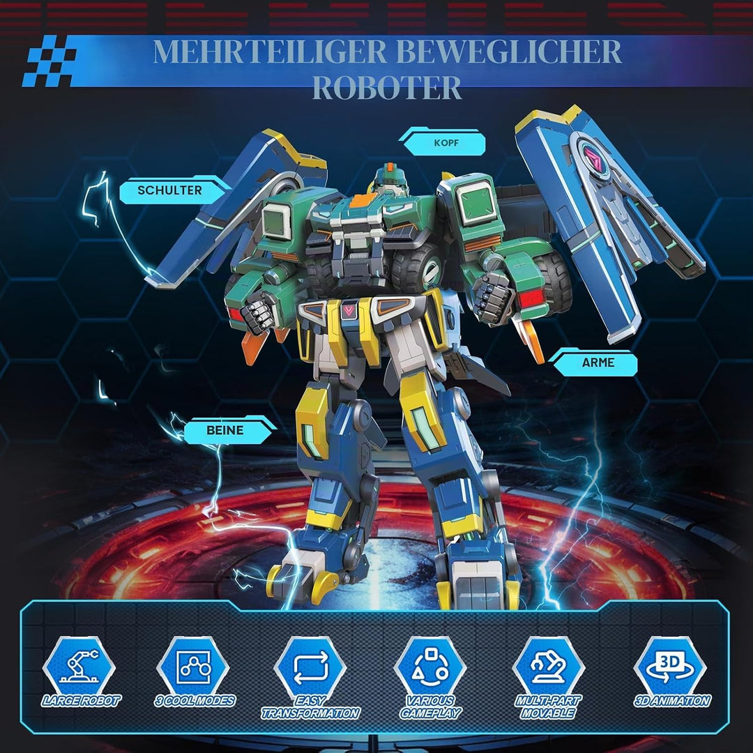 3 in 1 Transformable Roboter Stego Blast Wing, 11,81 Zoll, Roboter Spielzeug für Kinder, Chariot, Di