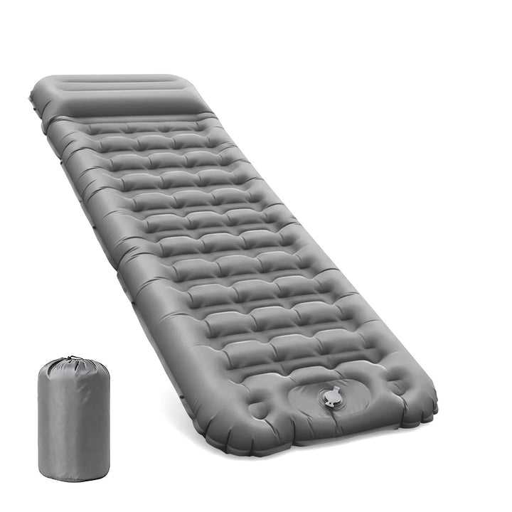 Aufblasbare Isomatte Camping mit Fusspumpe und Kopfkissen, 12 cm verdickt – Bequem, Ultraleicht, Kle