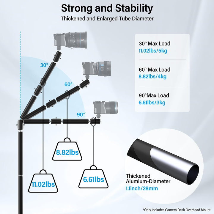 SIRUI Overhead Desktop Mount AM-DK01 Schwerlast-Schwenkarm mit C-Klemme, 102cm Überkopf-Halterung fü