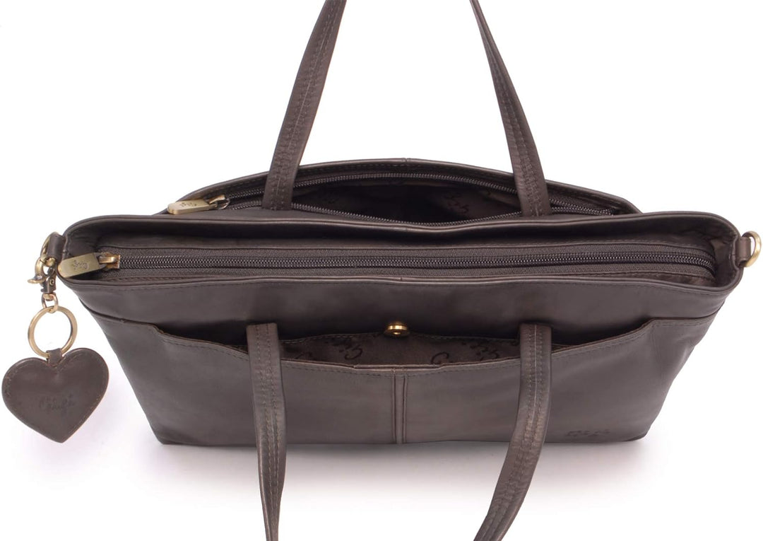 Gigi - Leder - Damenhandtasche/Lederhandtasche/Tote - 6490" Braun, Braun