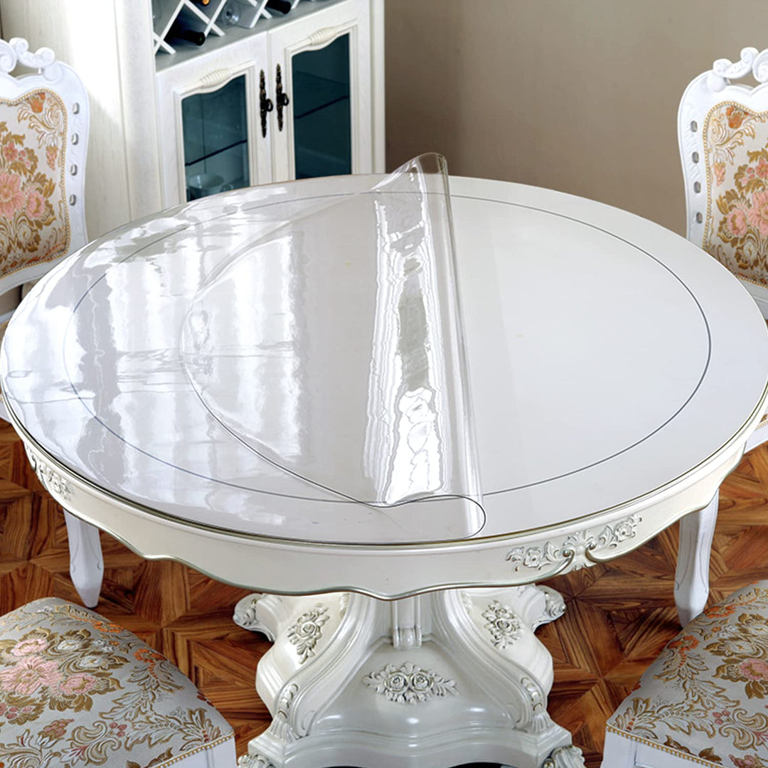 OstepDecor Tischfolie Rund 80cm, Runde Tischdecke Tischschutz transparent, Wasserdicht PVC Tischschu