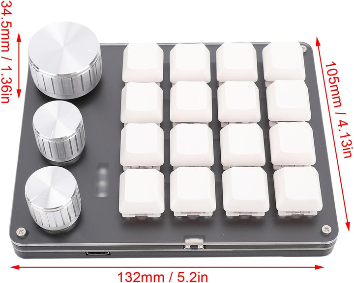 Denash Benutzer Definierte Mechanische Tastatur, Programmier Bares 16-Schlüssel-Macro-Pad mit 3 Knöp