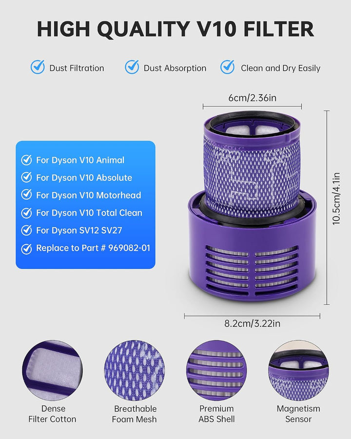 Morpilot 8000mAh Akku für Dyson V10 SV12, Ersatzakku für Absolute Animal Motorhead Fluffy Extra Cycl
