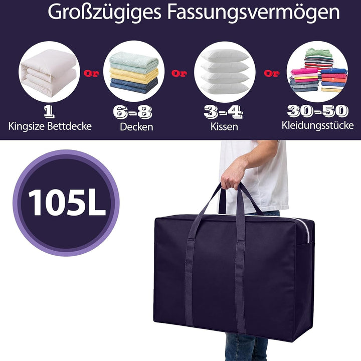 110L Grosse Heavy-Duty Aufbewahrungstasche, Reissfest &amp; Staubdicht – Verstärkte Griffe für Schwere L