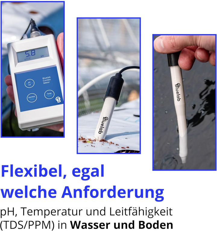 Bluelab METCOMPLUS Combo Meter Plus – Misst pH, Temperatur & Leitfähigkeit (TDS/PPM) in Wasser & Bod
