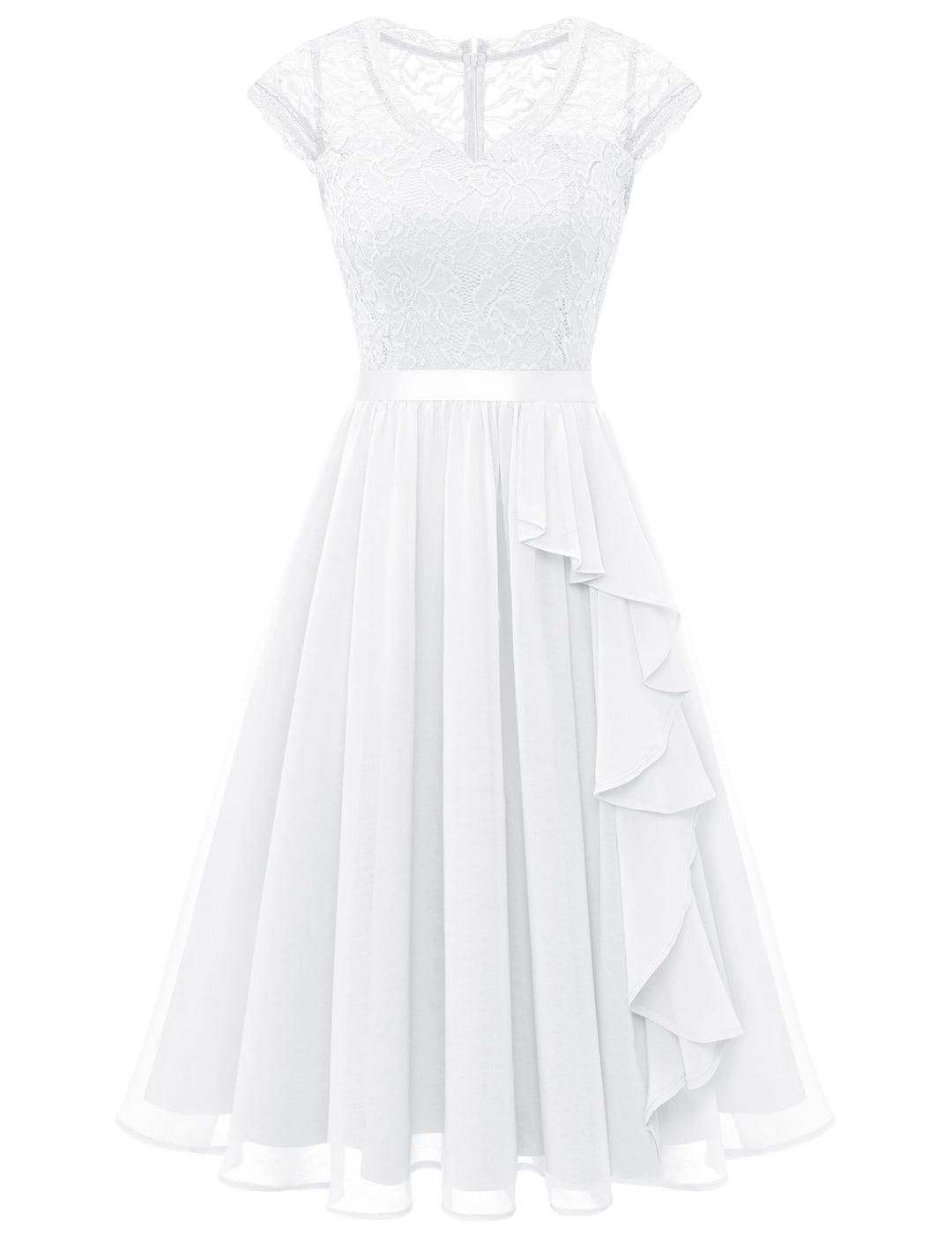 Wedtrend Cocktailkleid Damen Knielang Abendkleid Elegant für Hochzeit Elegant A Linie Rüschenkleid W