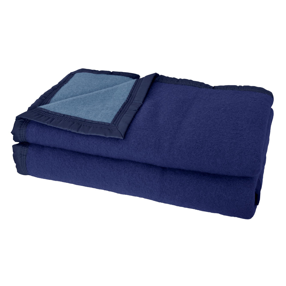 Linnea Wolldecke, reine Schurwolle, Woolmark 500 g/m², Volta, 240 x 300 cm, Marineblau / Myosotis