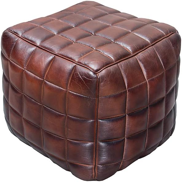 Invicta Interior Design Echtleder Hocker Rider braun Sitzhocker Fusshocker Sitzwürfel Leder Lederhoc