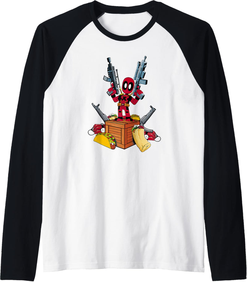 Marvel Deadpool Weapons and Food Raglan