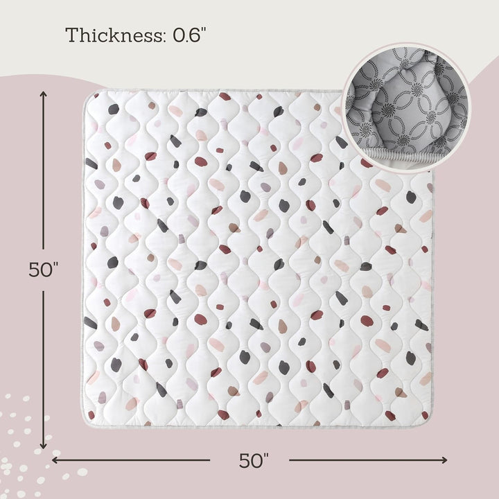 Gesteppte Krabbeldecke Baby 127cm, Konfetti – extra Dicke 1,5cm weiche Baby Krabbelmatte – Baby Spie