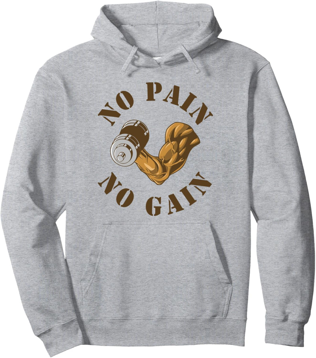 No Pain No Gain Gym Workout Fitness Training Pullover Hoodie