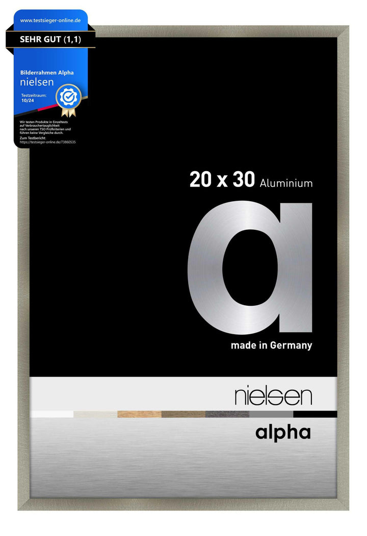 nielsen Aluminium Bilderrahmen Alpha, 20x30 cm, Brushed Edelstahl Brushed Edelstahl 20 x 30 cm, Brus