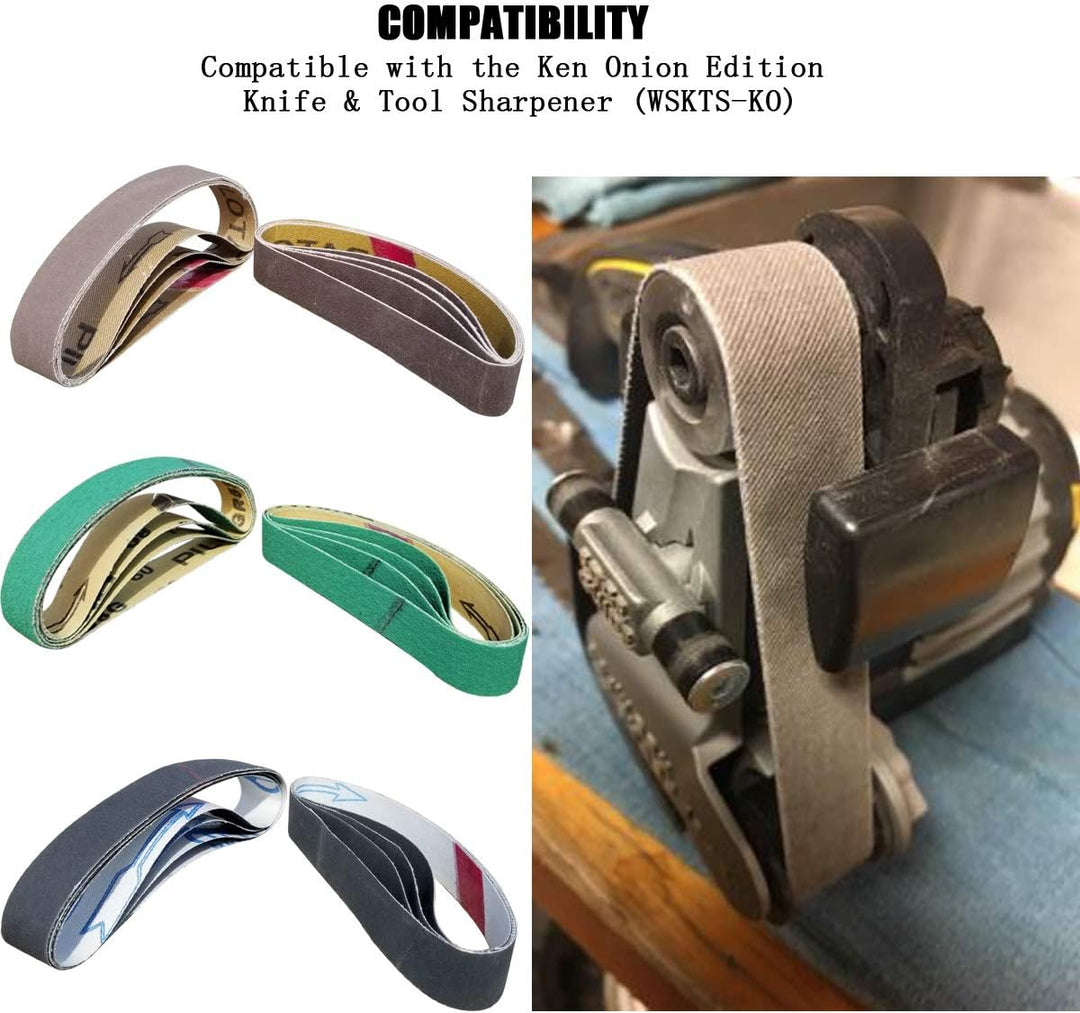 24 Pcs 3/4" x 12" Replacement Belt Kit for Work Sharp Knife & Tool Sharpener Ken Onion Edition (WSKT