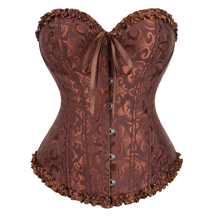 Damen Korsett Bauchweg Vollbrust Corsage Top Gothic Burlesque Schnüren Bustier Braun S, Braun S