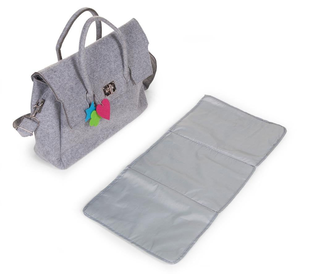 CHILDHOME Filz Wickeltasche Grau mit Wickelmatte CCFNB
