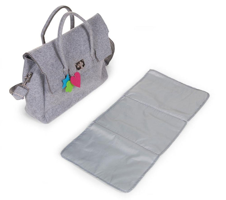 CHILDHOME Filz Wickeltasche Grau mit Wickelmatte CCFNB