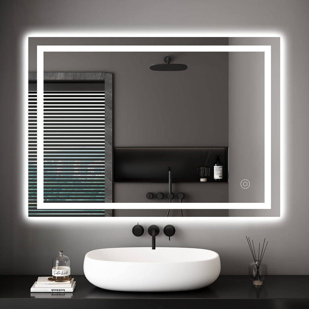 Dripex Badezimmerspiegel Wandspiegel LED Badspiegel mit Beleuchtung mit Touch-Schalter Beschlagfrei