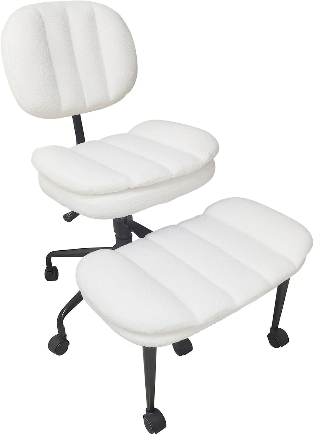 Bürostuhl Schreibtischstuhl Schneidersitz Stuhl, Kunstlammfell Ergonomischer Meditationsstuhl mit Ve