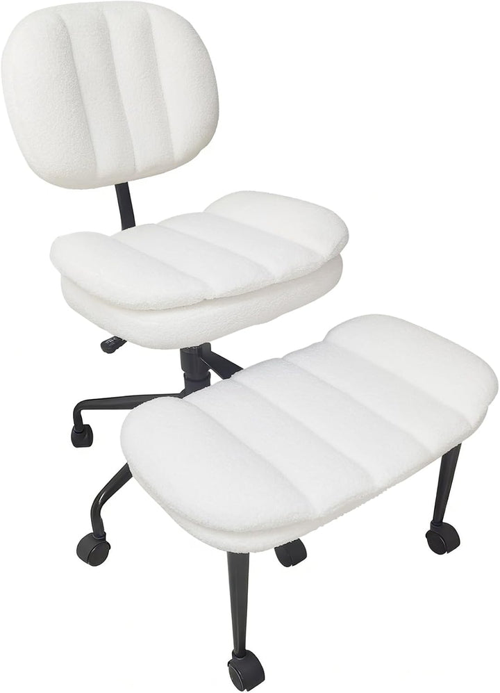 Bürostuhl Schreibtischstuhl Schneidersitz Stuhl, Kunstlammfell Ergonomischer Meditationsstuhl mit Ve