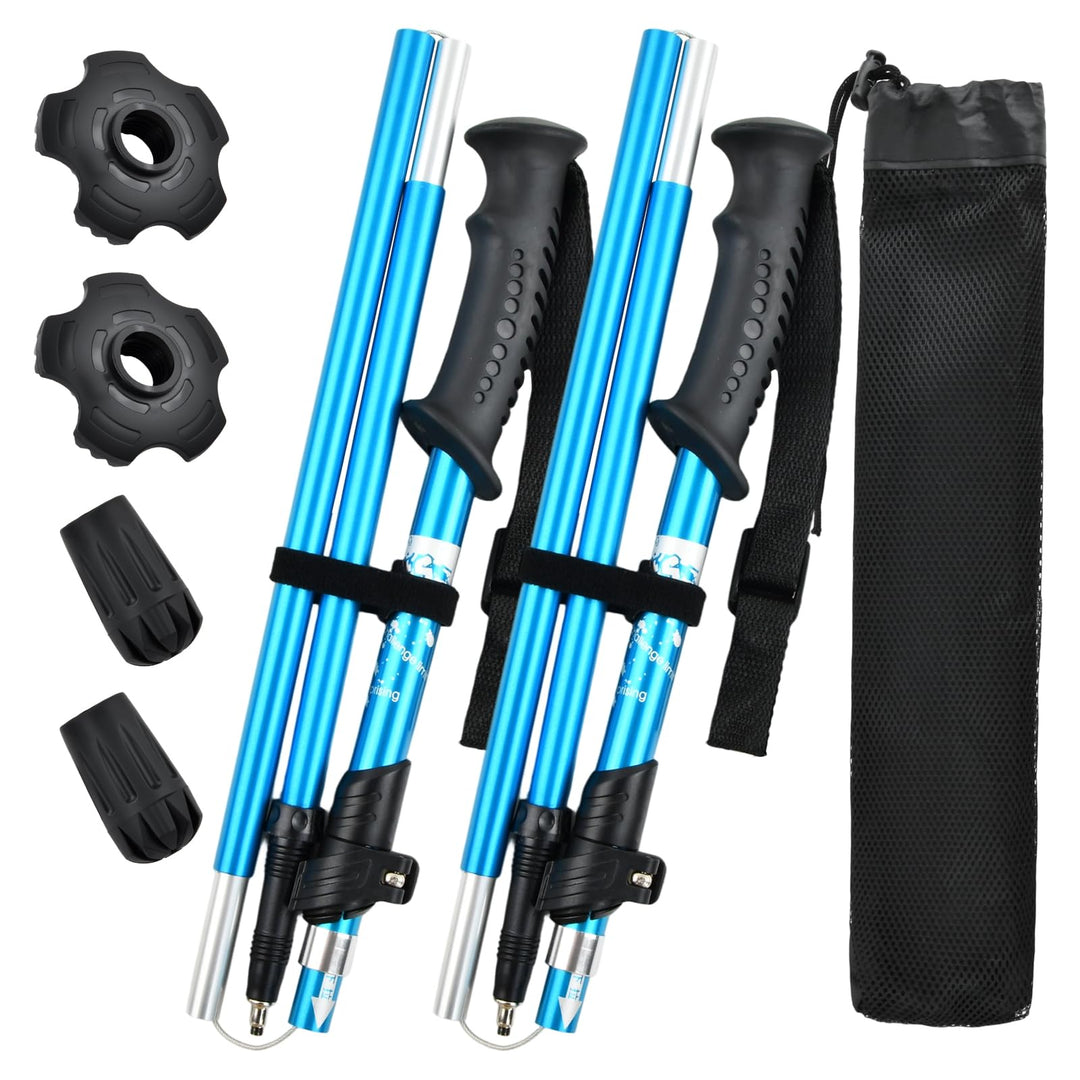 Wanderstöcke Faltbar, Wanderstöcke Teleskop Verstellbar 110-130 cm, Nordic Walking Stöcke Damen und