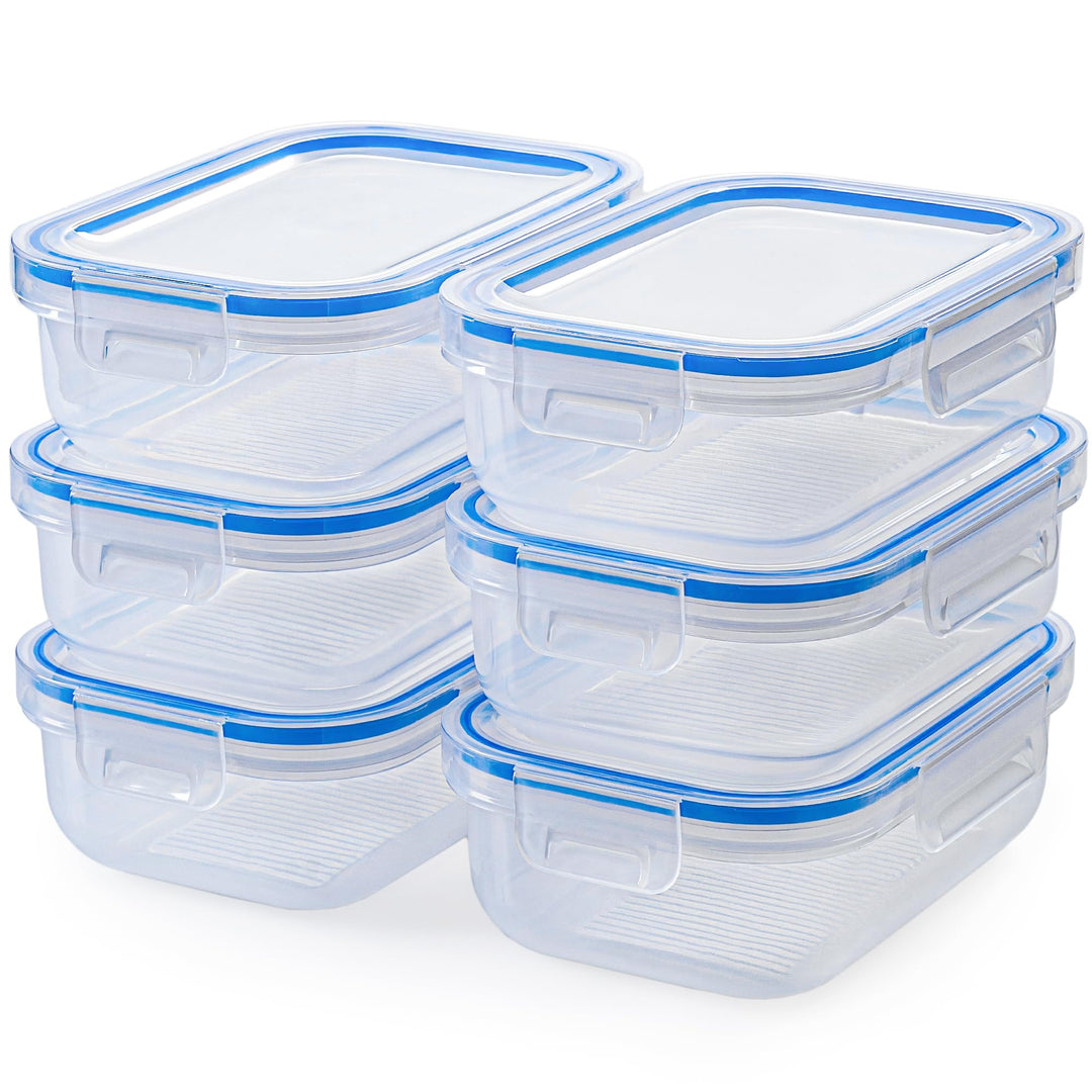 KONZEPT Frischhaltedosen mit Deckel 1L Set 6er Kühlschrank Organizer Transparent Mealprepboxen Stape