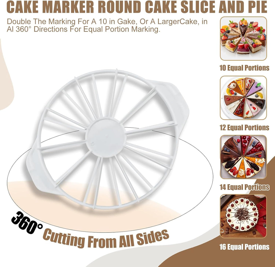 2 Stück Tortenteiler, Verstellbarer Kuchen-Slicer aus Kunststoff für 10/12 &amp; 14/16 Stücke, Schnelles