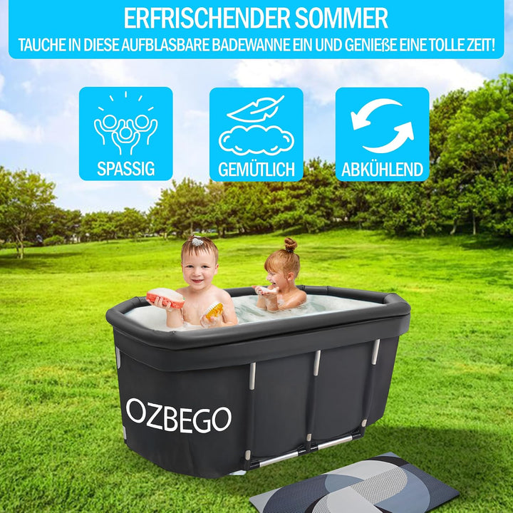 Eiswanne XL – Tauchbecken Eisbad Set mit Deckel, Tasche, Luftringabdeckung &amp; Badewanne für Erwachsen