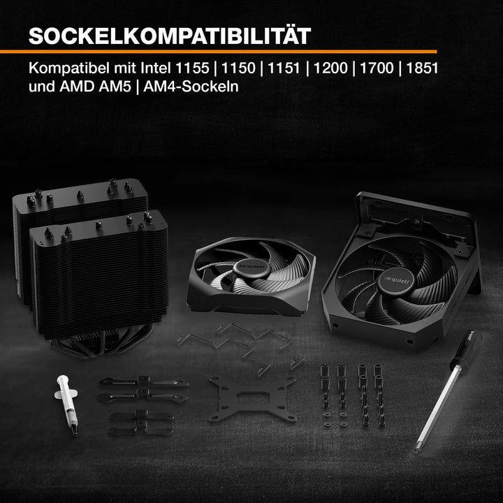 be quiet! Dark Rock Elite Luftkühler, 2x Silent Wings 135mm PWM Lüfter, Speed Switch mit 2 Modi, Hoc