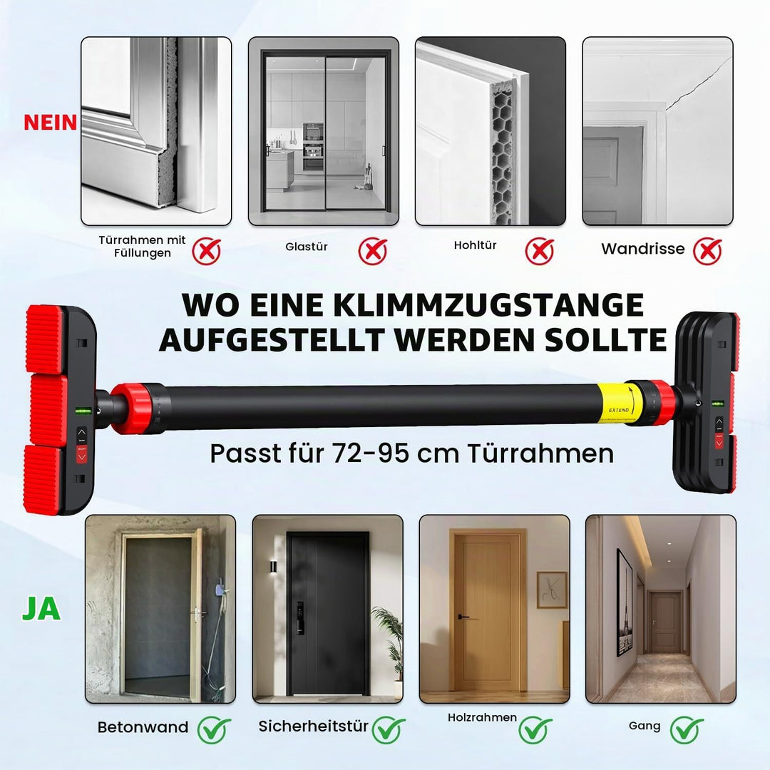 Klimmzugstange für Türrahmen ohne Schrauben mit innovativer Gewindesperre für sicheren Halt – Pull U