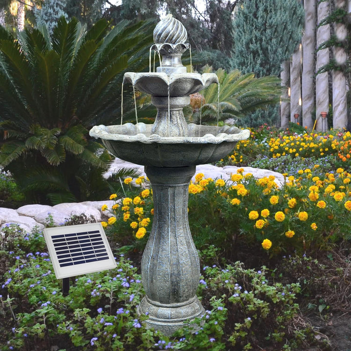 Solar Gartenbrunnen Brunnen Solarbrunnen Klassik-Garten Zierbrunnen Wasserfall Gartenleuchte Teichpu