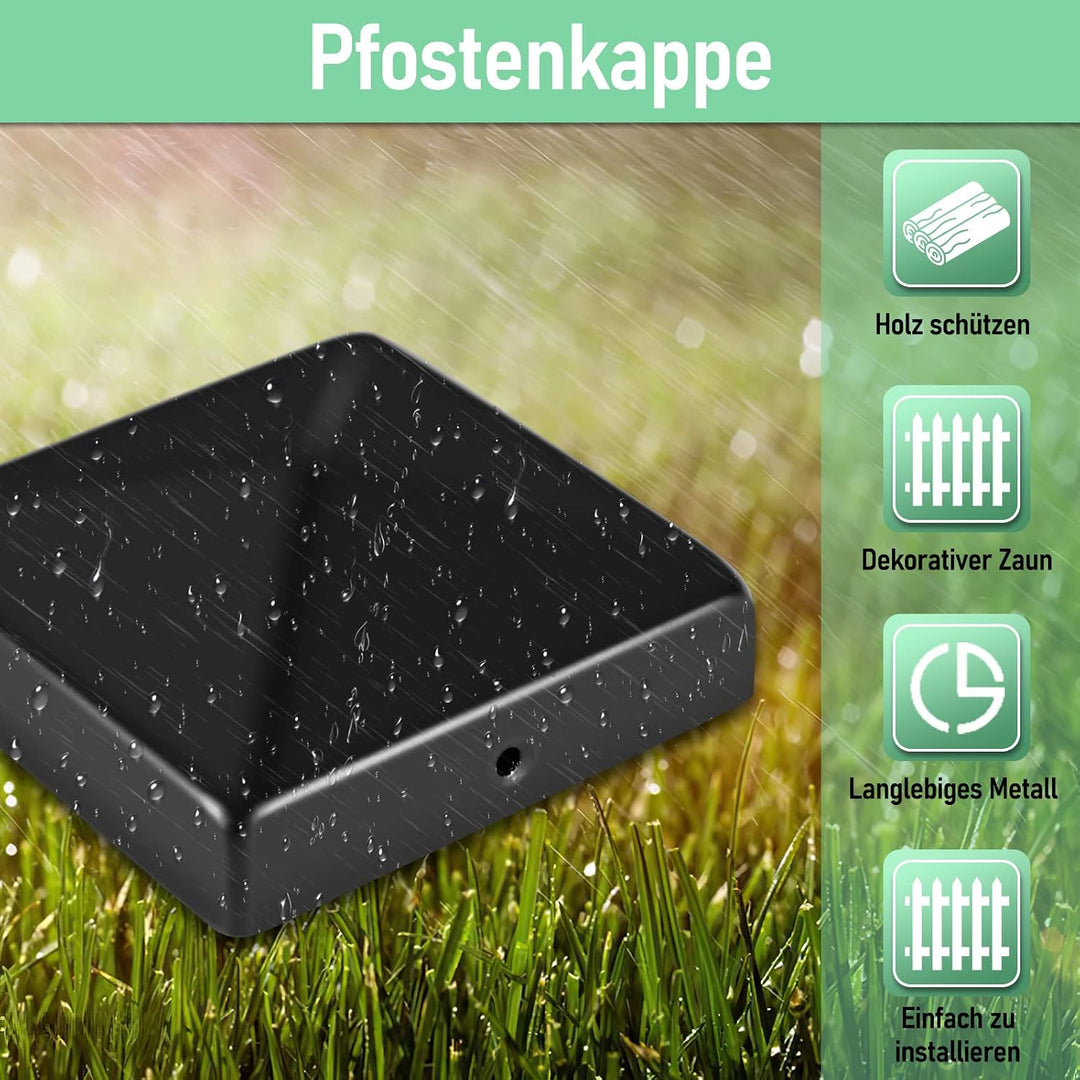 Sonnewelt Pfostenkappe, 10 Stück, 91mm*91mm Pfostenkappen Zaunkappe Abdeckkappe, mit Schrauben, Pfah