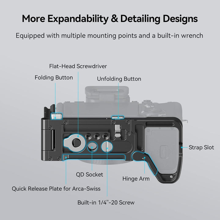 SMALLRIG Faltbare L-Halterung für Sony A7R V / A7 IV / A7S III, L-Bracket Faltbare Seitenplatte für