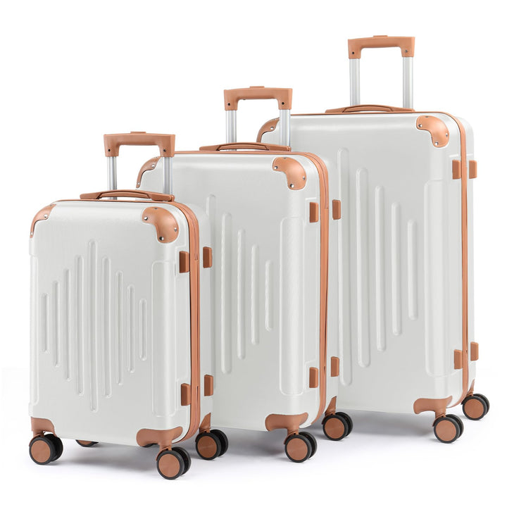 LEADZM Kofferset 3 teilig, Reisekoffer Set mit Eckenschutz, Koffer Set Hartschalen-Trolley aus ABS m