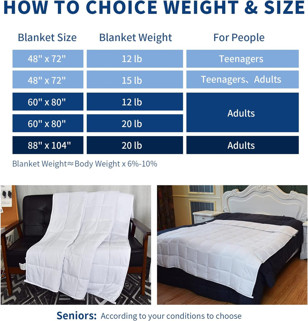 Gewichtete Decke, 6,8 kg, Doppelbettgrösse, weiss, 121,9 x 182,9 cm, gewichtete Decken für Erwachsen