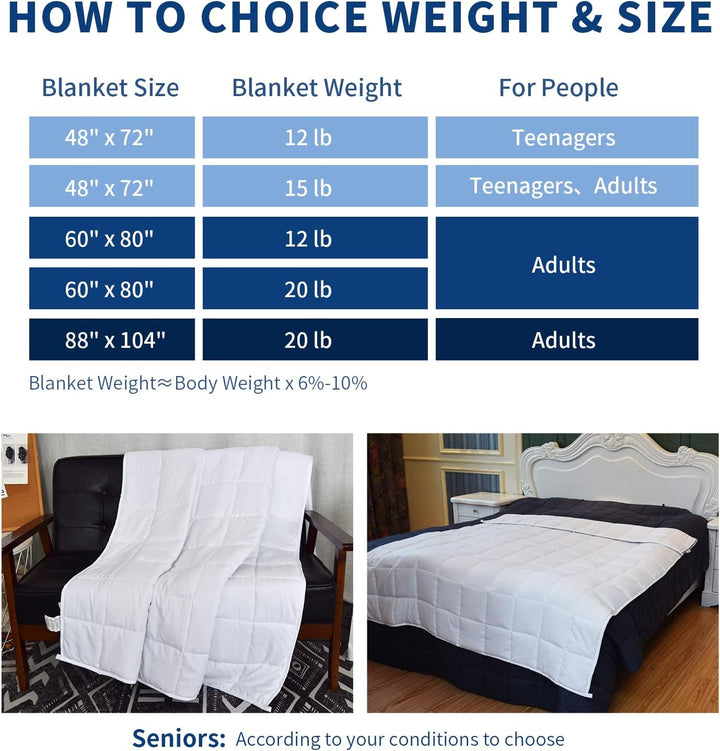 Gewichtete Decke, 6,8 kg, Doppelbettgrösse, weiss, 121,9 x 182,9 cm, gewichtete Decken für Erwachsen