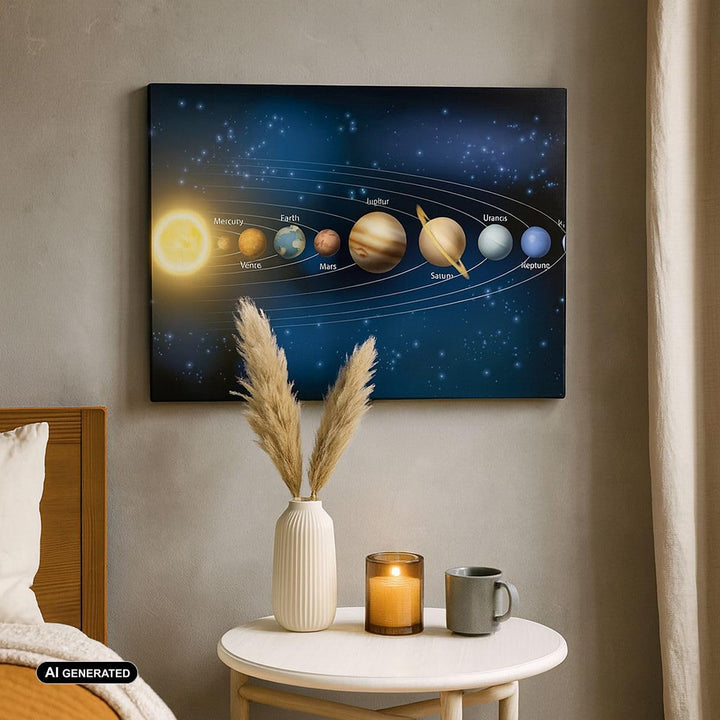 Bilder auf Leinwand Kosmos Planet Leinwandbild mit Rahmen 70x50cm Wandbilder Dekoration Wohnzimmer S