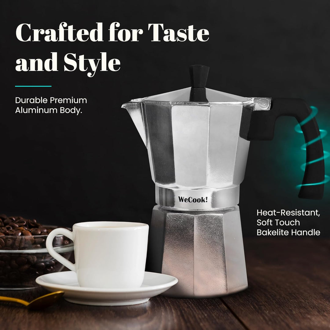 WECOOK! Paola – Espressokocher Aluminium 12 Tassen, 560 ml | Geeignet für Gas-, Elektro- und Glasker