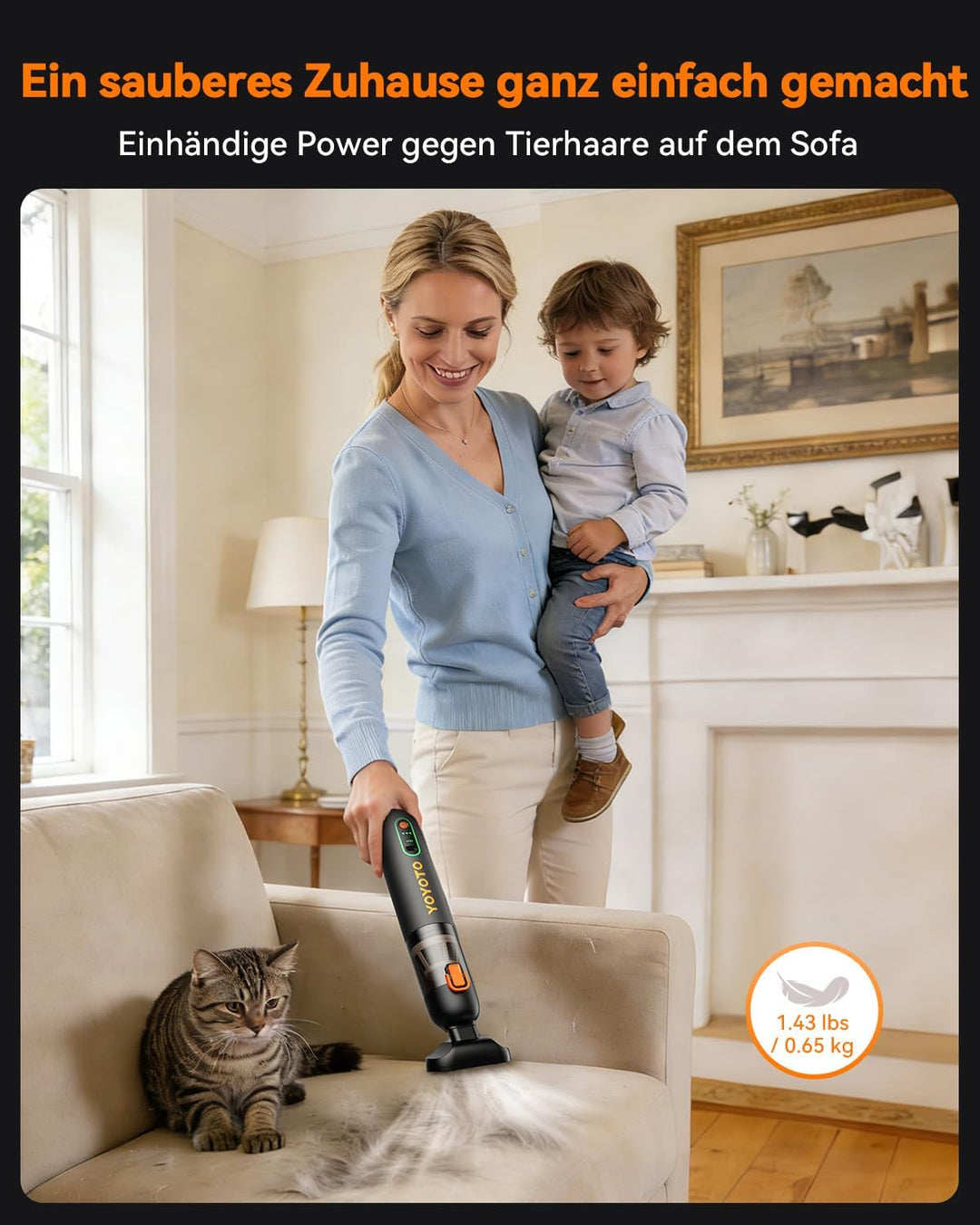 Akku-Autostaubsauger stark 4-in-1, Handstaubsauger Mini kabellos mit hoher 22000Pa/54 AW Saugkraft,
