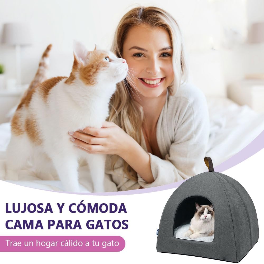 Voarge Katzenhöhle Katzenbett, weiche Katzenhöhle, weiche warme Plüsch-Katzenbetten, Katzennest mit
